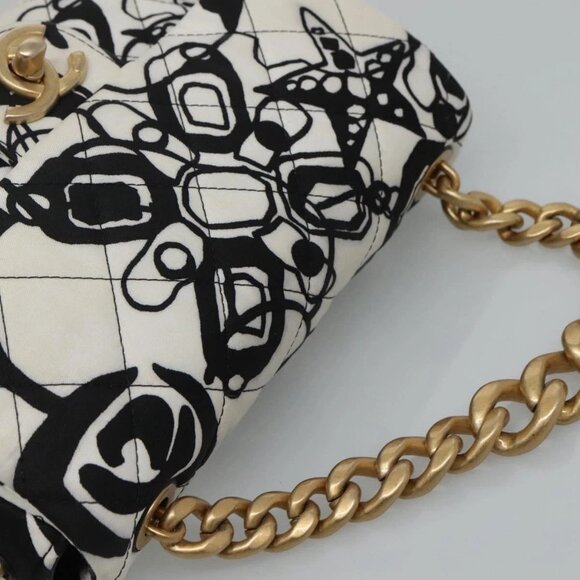 CHANEL Mini Matelasse 20 Chain Single Flap Bag Nylon 2way White CC Auth - Picture 11 of 16